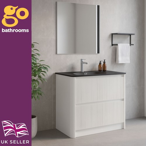 White ribbed vanity - ribbed,
