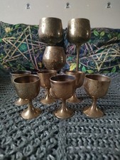 Vintage Etched Brass Goblets