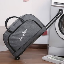 2 IN 1 Trolley Luggage Hand-Carry Duffel Bags Portable Nylon Travel Bag w/Wheels