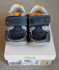 Clarks First Shoes Toddler Blue Cruiser Deck UK Size 3 G / Eur 18.5 / US 3.5 W
