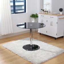 90cm Round Dining Table Contemporary Kitchen Furniture Tempered Glass & Chrome