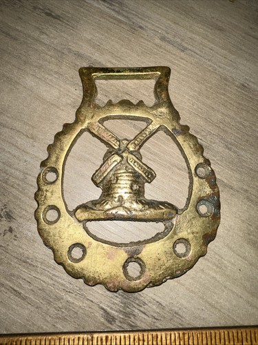 Brass horse medallion windmill - brass,