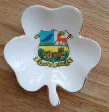 Vintage Crested China Shamrock Pin Dish Royston Hertfordshire Crest Arcadian