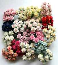Paper Rose 14mm Head 12 or 8 Stem Bunch x 7cm - Card Craft Miniature Flowers