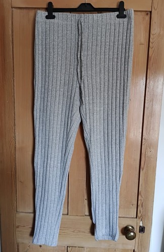 Grey ribbed knit full length