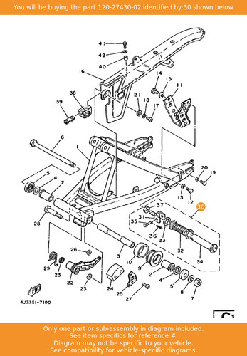Yamaha rear footrest - rear, assy