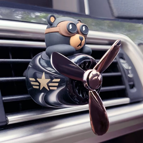 Rotating airplane pilot bear - rotating,