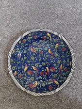 Antique c1915 Royal Doulton Plate D4031 (25) Persian Parrot Blue Chintz 26cm