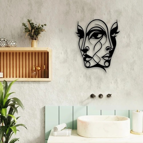 Female face metal wall art - female,