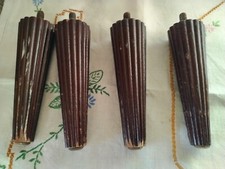  vintage - Retro 4 x Wooden brown Chair Leg.  unusual  5.5"tall  Used 