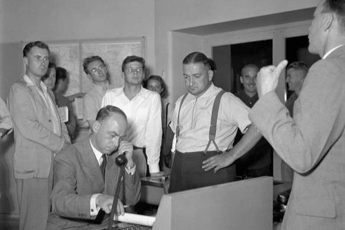 Students visiting telephone - a,