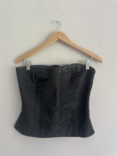 Real Leather Black Corset Top
