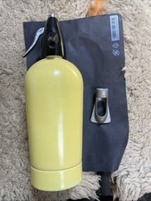 Yellow Sparklets Hostmaster Soda Syphon + Metal Bulb Holder Retro Vintage