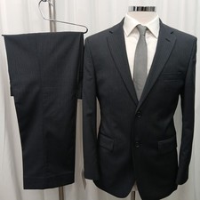 DEBENHAMS THE COLLECTION Grey Stripe Wool Blend 2 Piece Suit C38S W32 L27