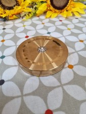 Vintage Zenette England Gold Coloured Art Deco Style Powder Compact RETRO FAB