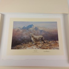 David Shepherd Signed Limited Edition Snow Leopard Art Print - Lonely Vigil