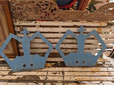 Decorative Salvage Large Aluminium Crowns Blue Unusual Beautiful Patina 