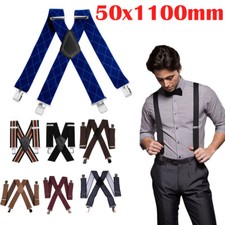 Adjustable Mens Braces With Heavy Duty Metal Clip Elastic 50mm Wide Suspender
