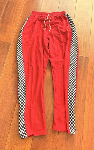 Red check side stripe - red,