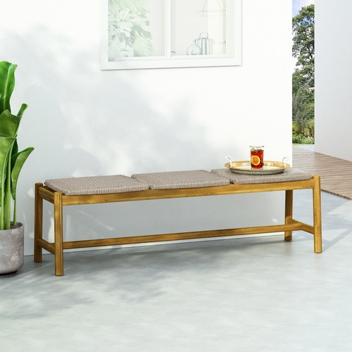 Acacia wood seater bench - wood,