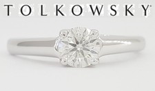 Tolkowsky Round Diamond Solitaire Engagement Ring 0.47 ct 14k White Gold