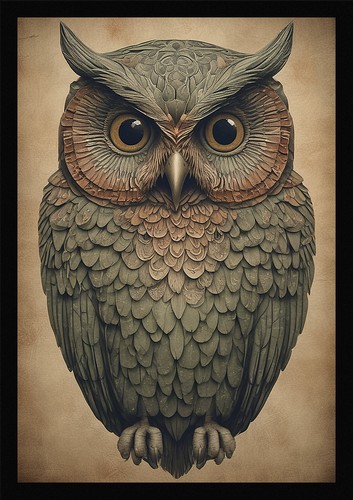 Moody owl framed - framed, art