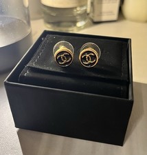 Chanel CC Logo Button Earrings