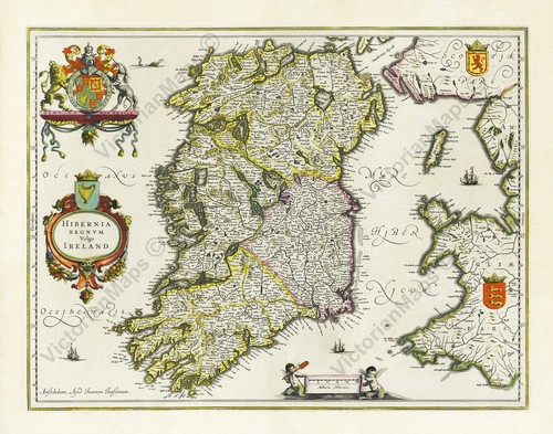 Antique map ireland - antique, hibernia