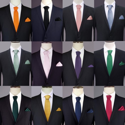 Men tie pocket square set - tie,