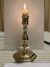 Antique Georgian George I or II Seamed Brass Hexagonal based  Candlestick c1720 