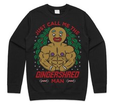 Gingershred Man Christmas Jumper Sweatshirt Gym Workout Fitness Bodybuilding