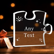 Personalised Acrylic Puzzle Piece Engraved Any Text Birthday Xmas Thank You Gift