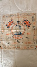 King Edward VIII Coronation Commemorative Handkerchief 12" Square - Not Used!