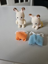 Sylvanian Families Bundle of 2 Baby Chocolate Rabbit Figures Calico Critters