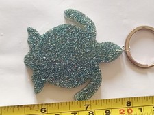 Vintage Old Keyring hand made mould Resin Green ? turtle ? Turtle ? 