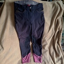 30"W black PERFORMANCE suede inside Leg Horse Riding  Breeches Pink highlight