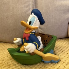 Vintage Walt Disney Money Box Coin Bank Donald Duck Rowing Boat  