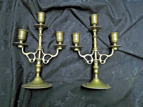 Pair antique ornate brass - pair,