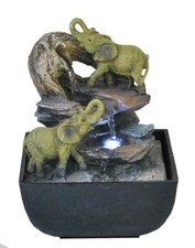 Elephants Oasis Fountain Water Fountain Indoor Water Feature LED Lights