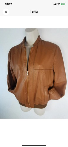 Brown leather women jacket - brown,