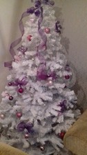 7ft White Christmas Tree w/FREE Lights & Baubles From Christmas Tree World