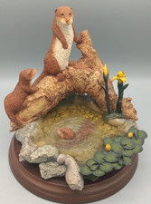 Worcester Ornamental Studios Otters Pond figurine VGC Height 15.5cm