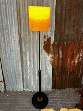 Mid Century Ebonised Teak And Shatterline Shade Floor Lamp 