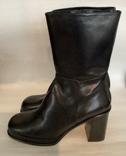 Whistles Black Leather Clara Platform Heel Boots Size EU 37 / UK 4