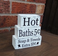 Hot Baths Soap Towels solid pine cubes bathroom shabby & chic shelf sitters