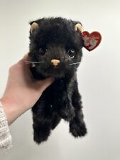 Ty Classic black Cat Soft Plush Toy bow kitten 10” long beanie