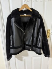 Topshop Black Faux Fur Aviator