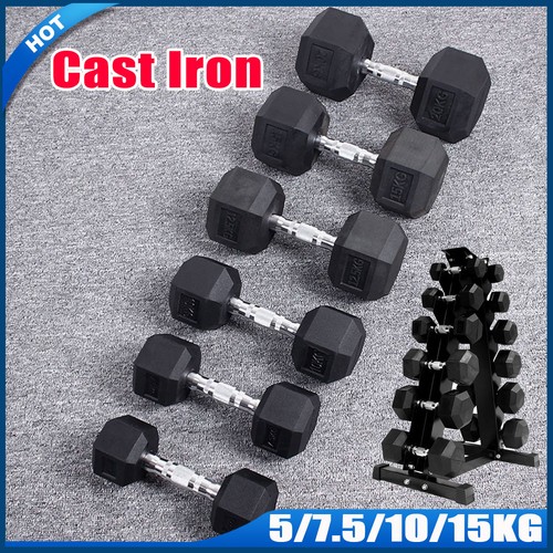 5kg 15kg hex dumbbells cast - hex,