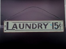 LAUNDRY 15c - USA - Metal tin sign 40cm x 8cm