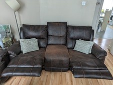 2 Brown Leather Sofa 3-Seater